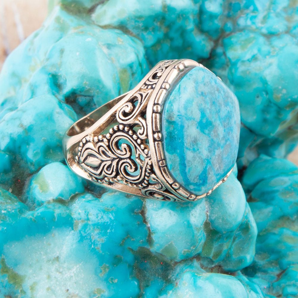 Large Turquoise Statement Ring or Pendant- Sterling Silver and Tyrone –  Myopic Void